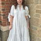 White Bow Tie Midi Dress