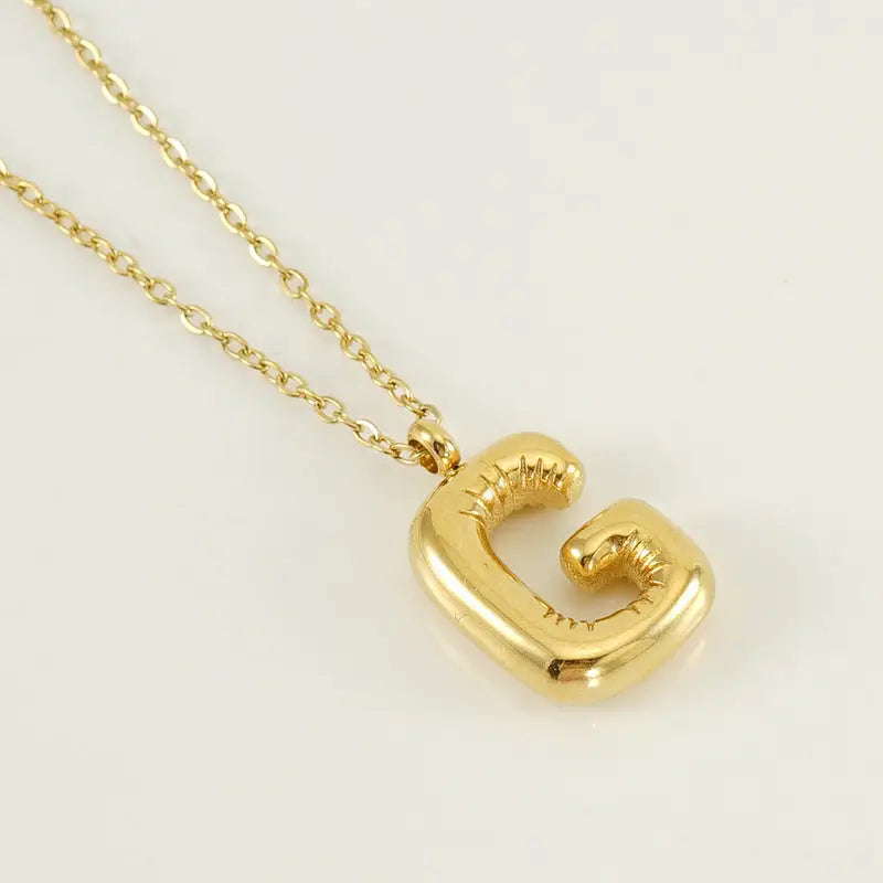 Bubble Initial Gold-Plated Stainless Steel Necklace