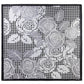 Black Vintage Rose & Houndstooth Silky Square Scarf