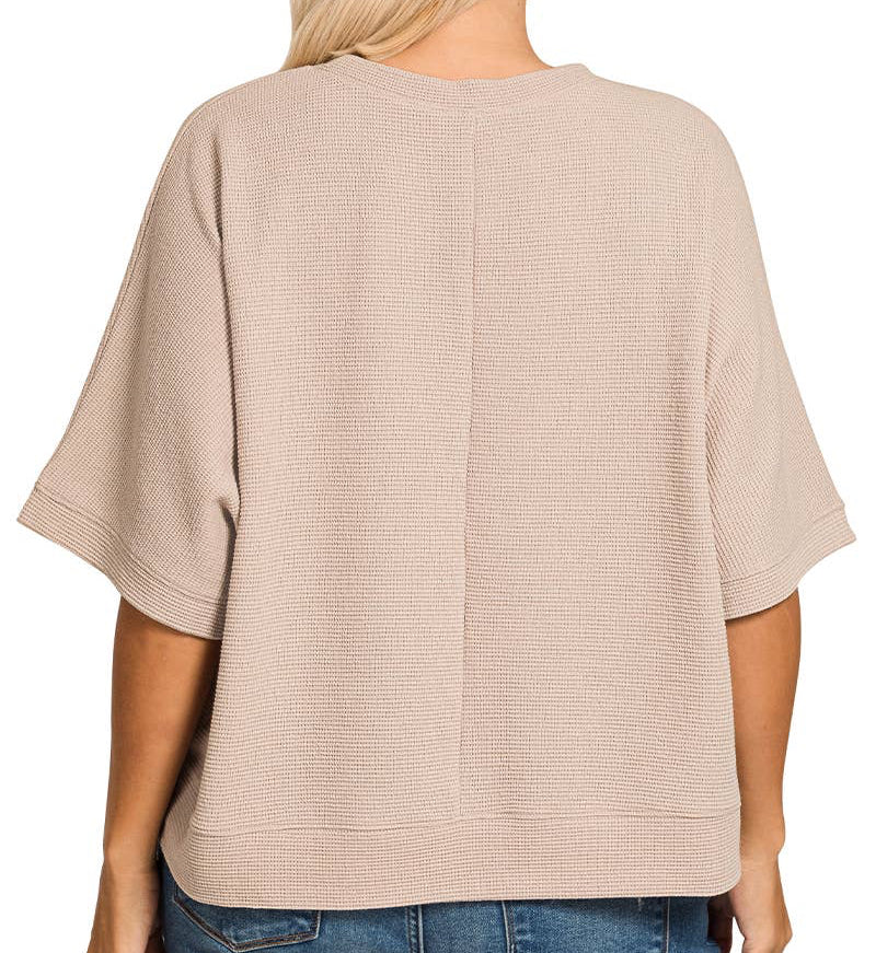 Plus Cocoa Double Knit Banded Top