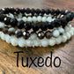 3pc Crystal Bead Bracelet Set- Tuxedo