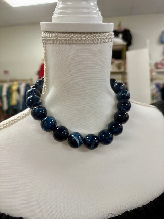 Hart Designs Navy Marble Bead Necklace