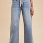 Denim Stretch Side Slit Wide Leg Jeans