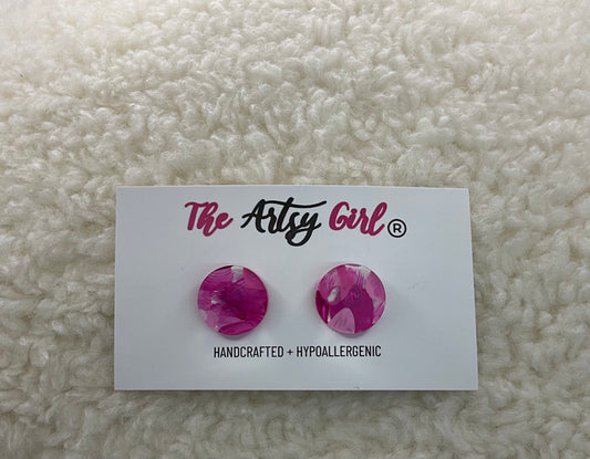 Pink Hand-painted Studs