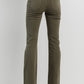 Olive Pull On Flare Jeans