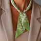 Green Geometric Print Scarf Necklace