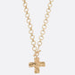 Gold Hammered Cross Toggle Necklace