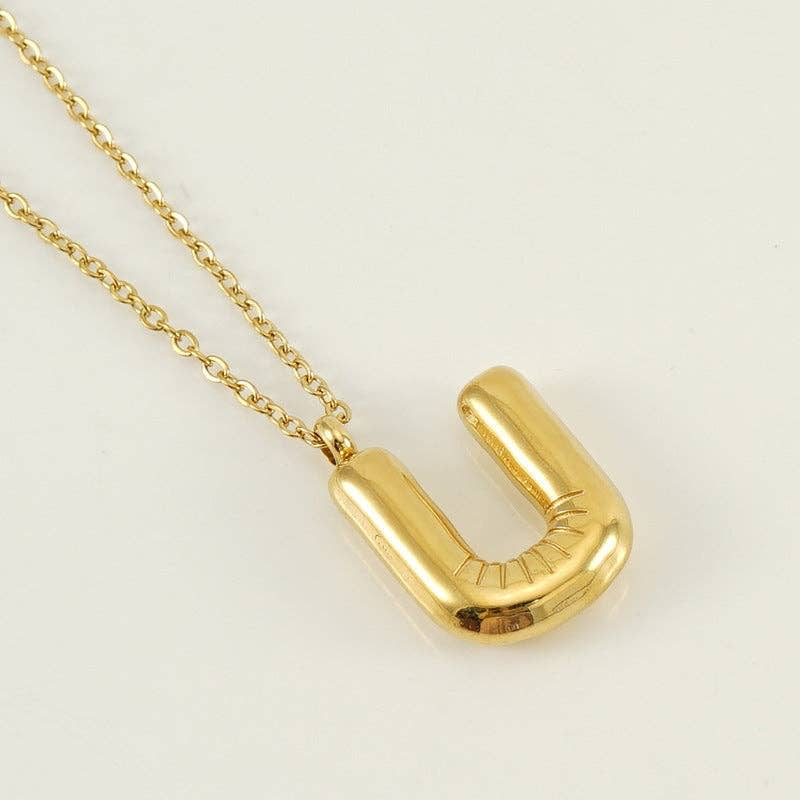 Bubble Initial Gold-Plated Stainless Steel Necklace