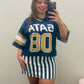 Navy Striped Denim Skirt