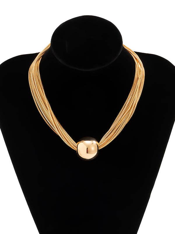 Gold Wire Chain Statement Necklace