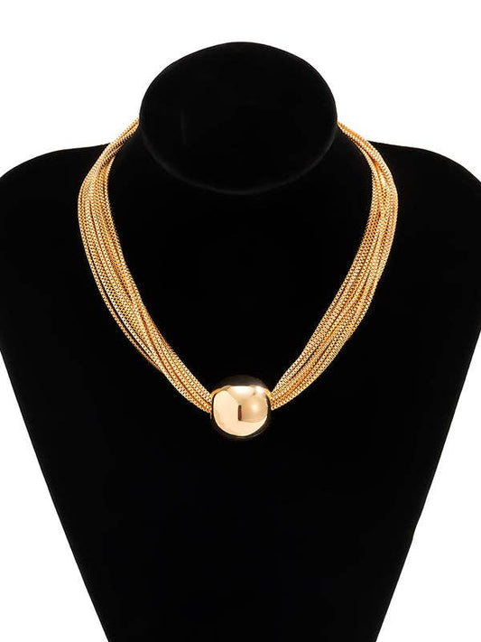 Gold Wire Chain Statement Necklace