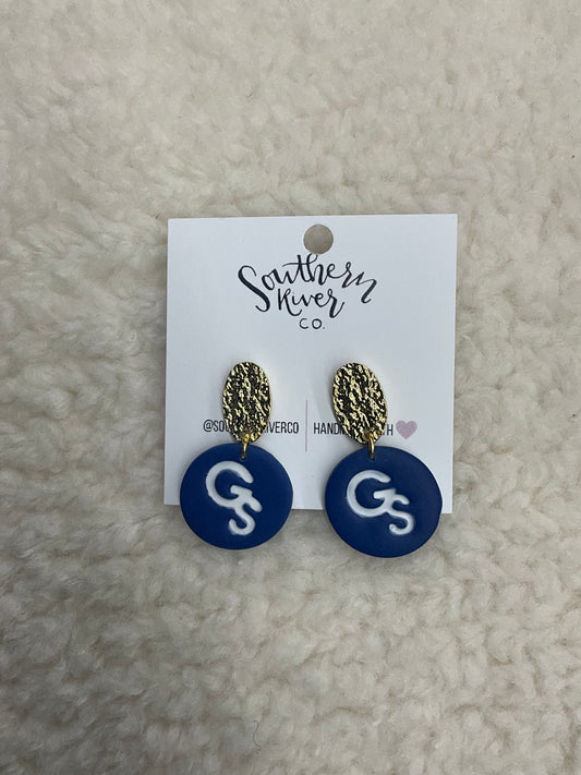 Gold GS Round Earrings