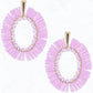 Lavender Raffia, Seed Bead Post Dangle Earrings