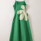 Green Side Cutout Floral Midi Dress