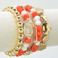 Orange & White Multi Strand Bead Bracelet Set