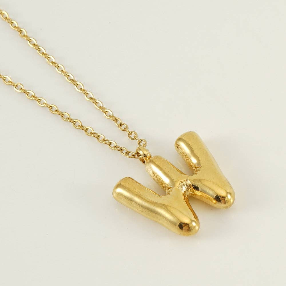 Bubble Initial Gold-Plated Stainless Steel Necklace