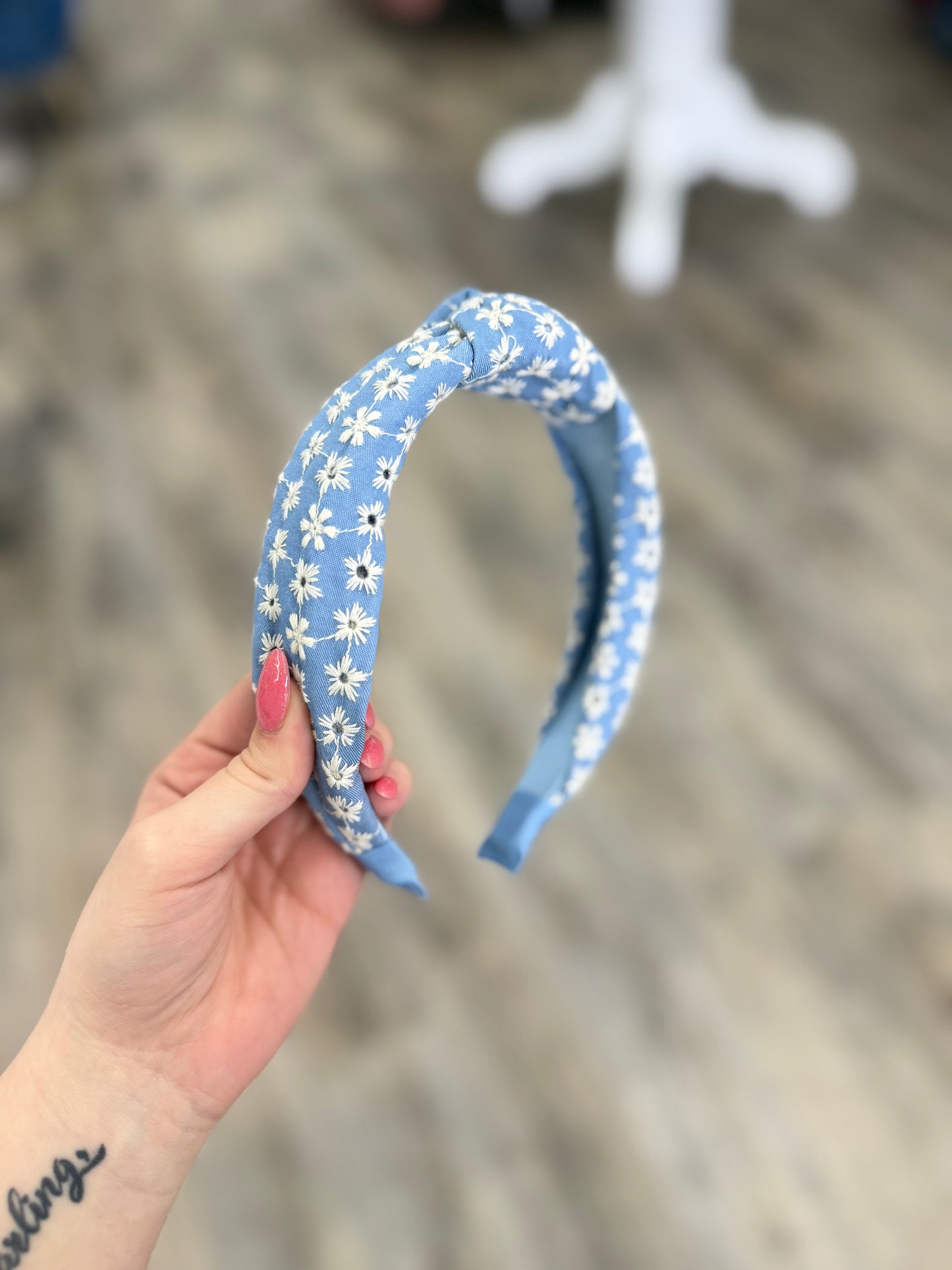 Blue Eyelet Headband