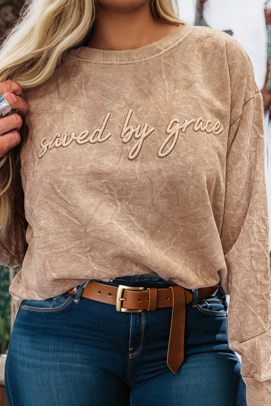 Plus Saved by Grace Mineral Wash Sweatshirt
