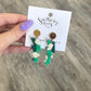 Green Abstract Lightning Bolt Earrings