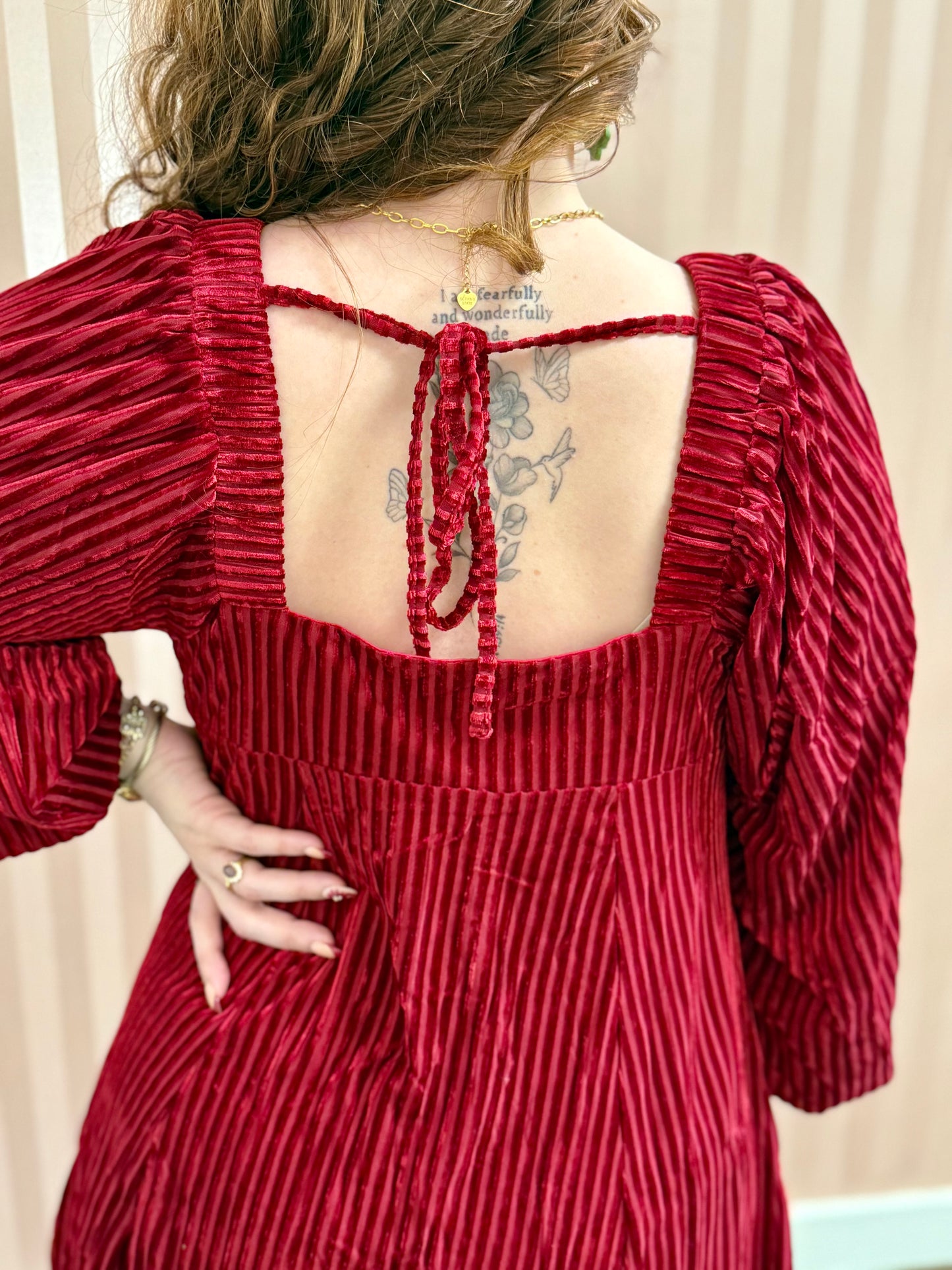 Velvet Red Babydoll Dress