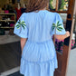 Tropical Embroidered Tiered Mini Dress