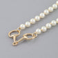 Gold Polished Horseshoe Pearl Beaded Necklace