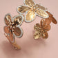 Gold Floral Epoxy Adjustable Open Cuff Bracelet
