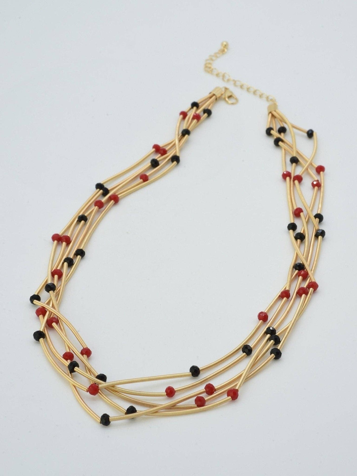 Black & Red Multi Strand Necklace