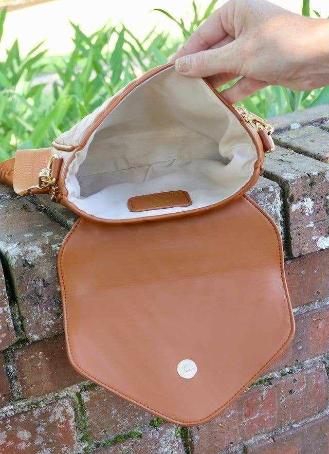 Camel Angela Quited Crossbody