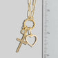 Gold Heart Cross Gem Pendant Chain Necklace