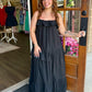 Black Ruffle Tiered Maxi Dress