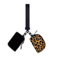 Black/Brown Leopard Dual Pouch Wristlet Keychain Wallet