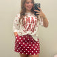 Burgundy Polka Dot Skort