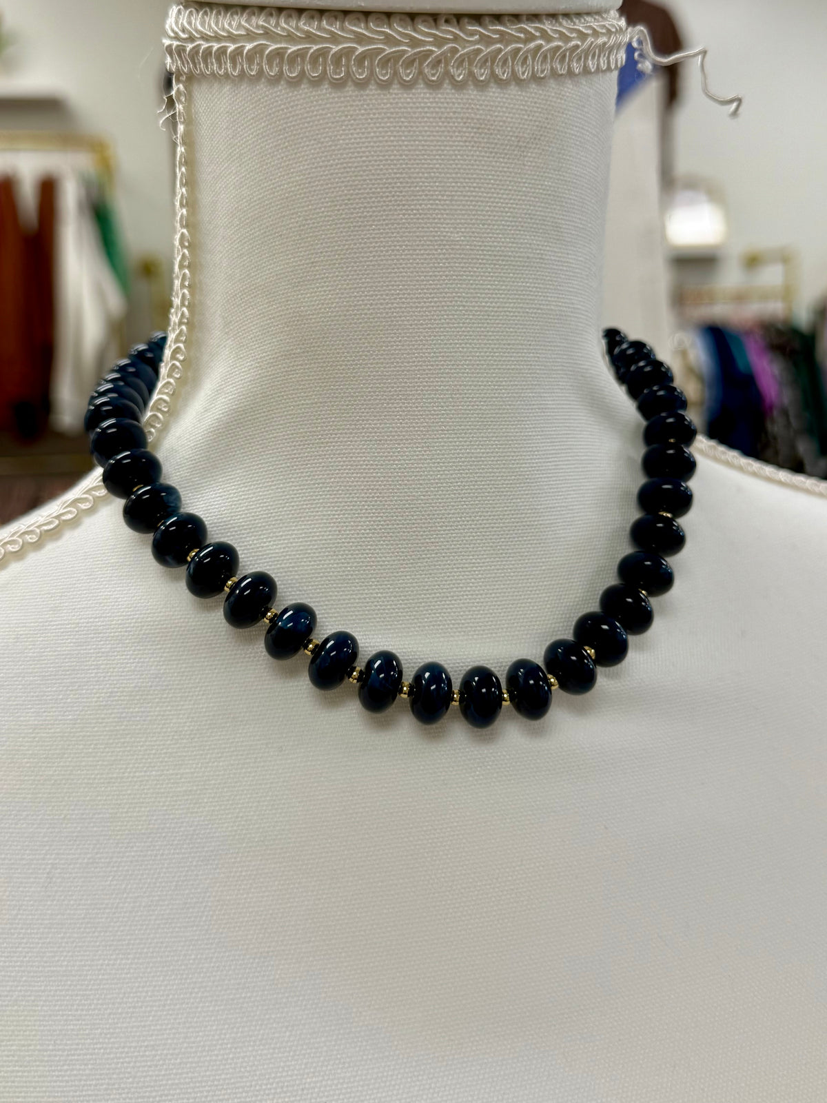 Navy Beaded Necklace