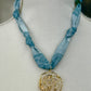 Blue Green Scarf Rose Charm Necklace