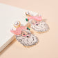 Pink Santa Claus Dangling Earrings