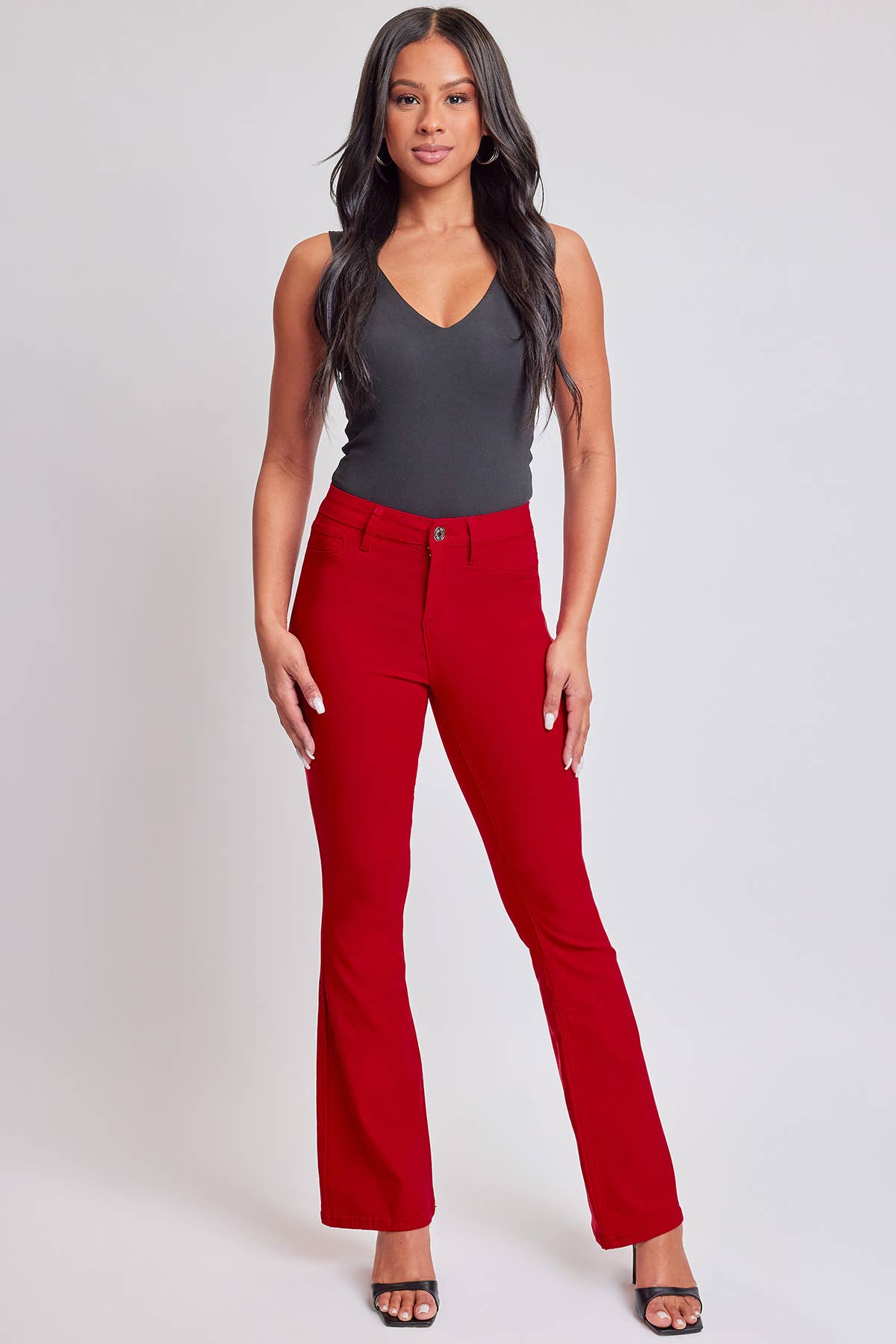 Ruby Red Hyperstretch High-Rise Flare Pants