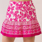Magenta Floral Print Mini Skirt