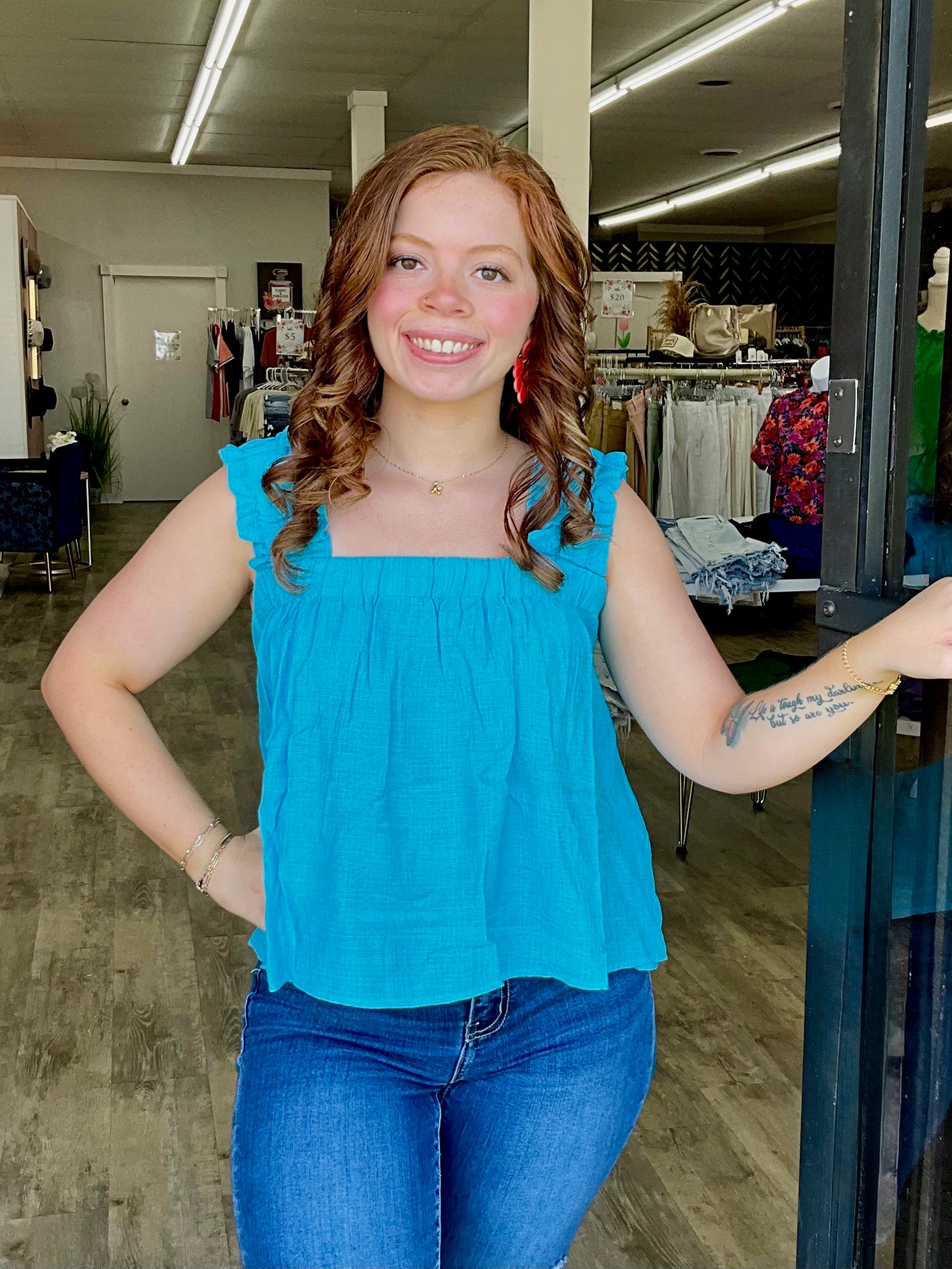Aqua Sleeveless Top