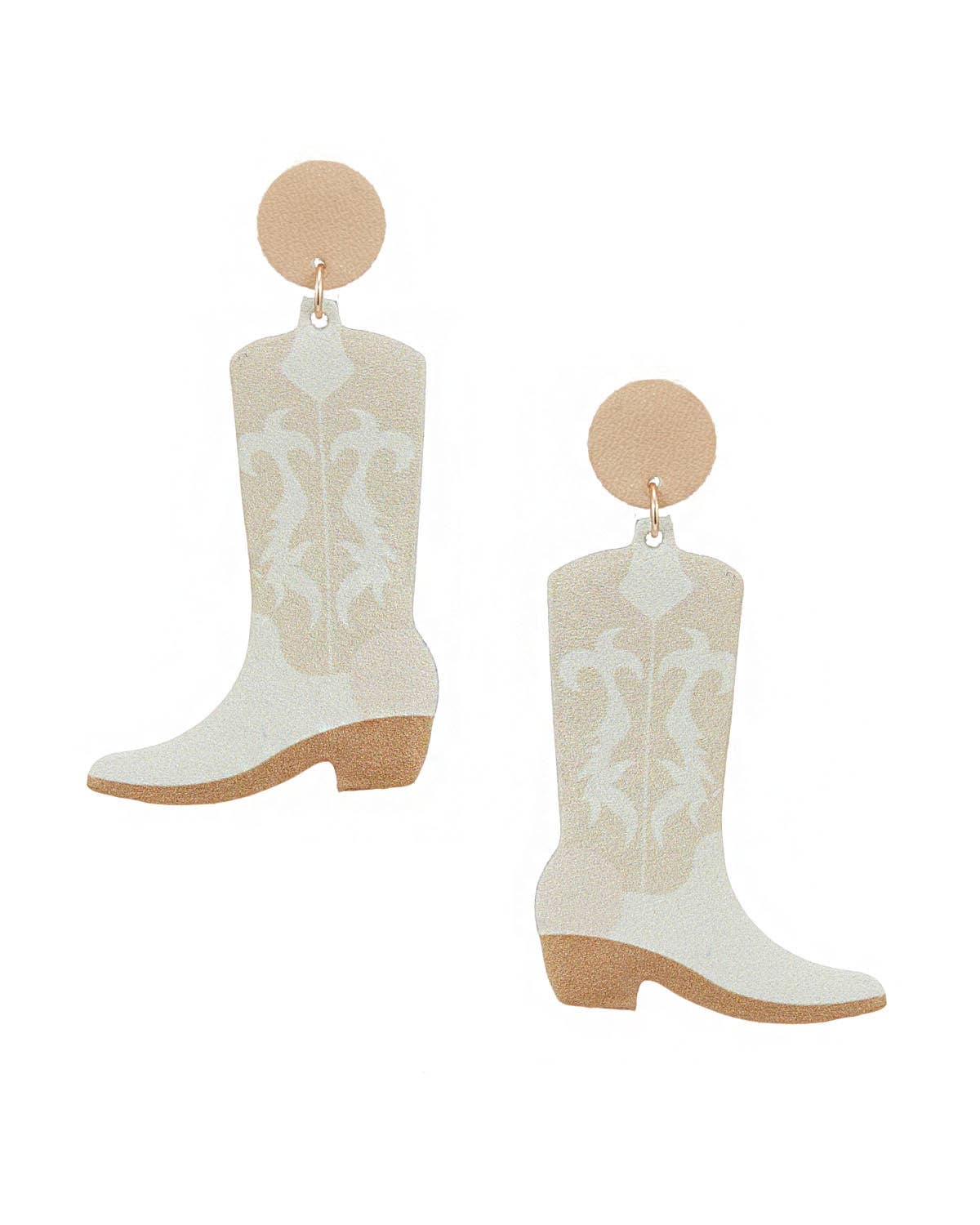 Tan Leather Western Boot Earrings