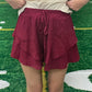 Burgundy High-Waist Tiered Shorts