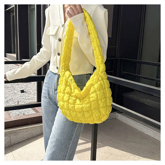 Yellow Puffer Tote Slouch Bag