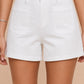 White Stretch High Rise Denim Shorts