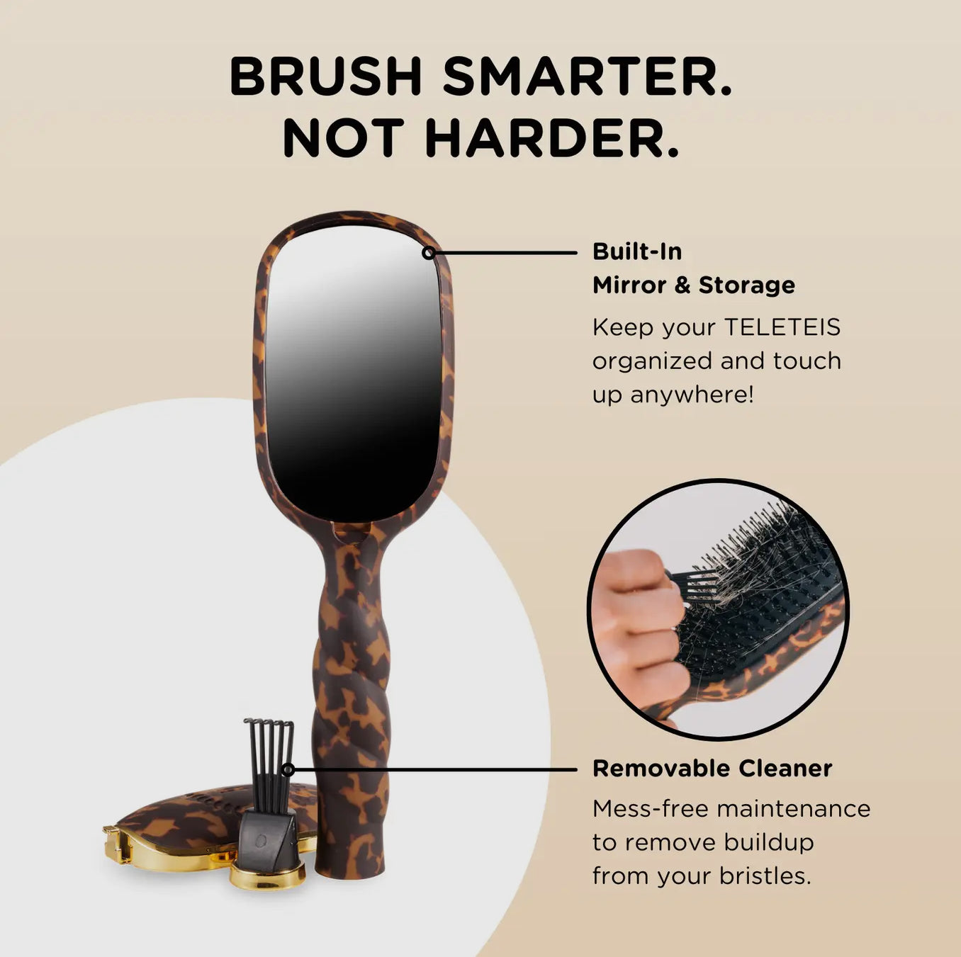 TELETIES Tortoise Boar Bristle Hair Brush