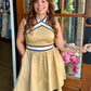 Taupe Halter Fit & Flare Mini Dress
