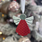 Georgia Red & White Clay Angel Ornament