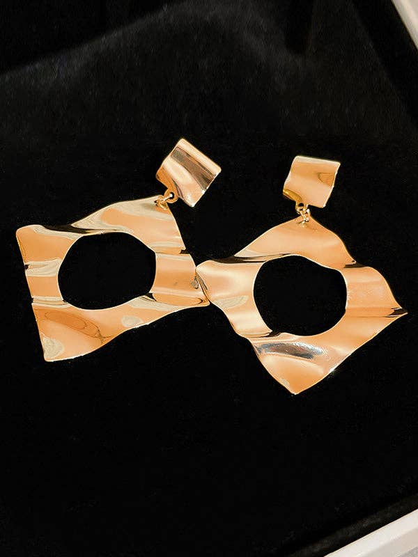 Gold Geometric Diamond Drop Earrings