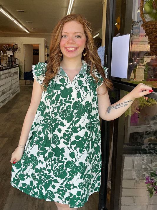 Green Floral Print Dress