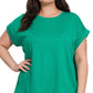 Plus Kelly Green Modal Slub Rolled Sleeve Top
