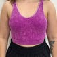Violet Washed Ribbed Cropped Seamless Bra Padded Tank Top